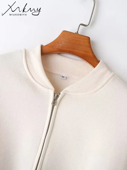 Warm 2 Piece Sweatsuits, Thick Fleece, Zipper Jacket, Batwing Sleeves, Clean Lines