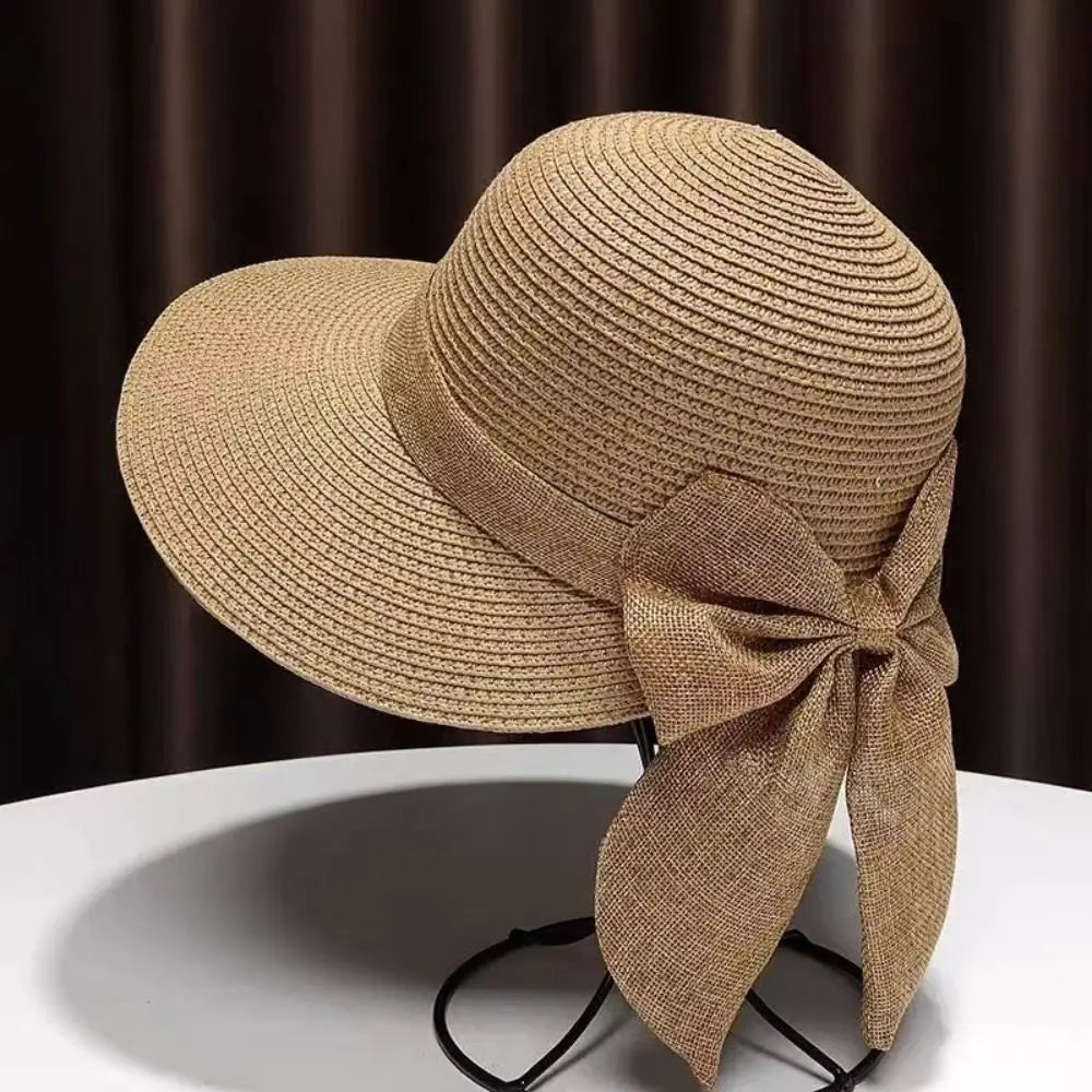 Bowknot Sun Hat Breathable Wide Brim Casual Straw Hat