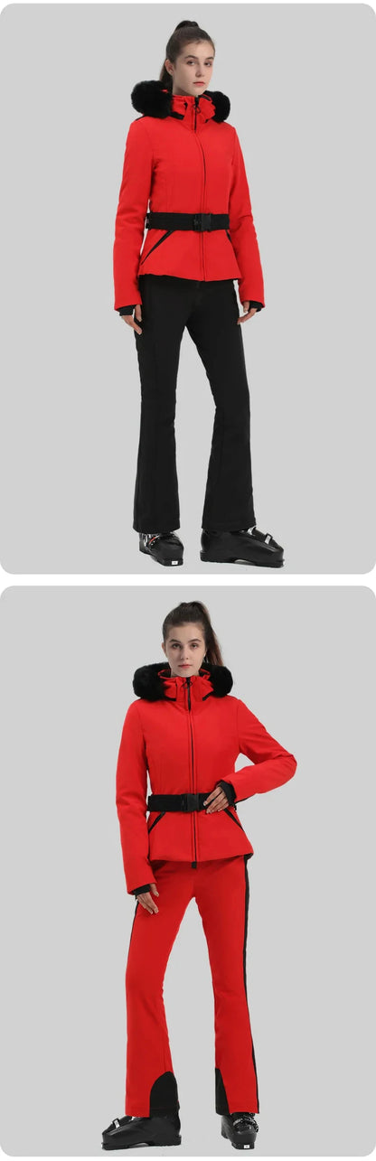 Warm Windproof Hooded Ski Jacket in 8 colors, including Black and White Houndstooth. Ski Pants Sold Separately
