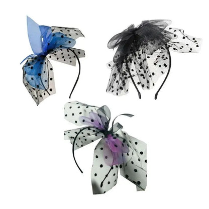 Vintage Tea Party Hat Ultra-Large Polka Dot Bowknot Headband