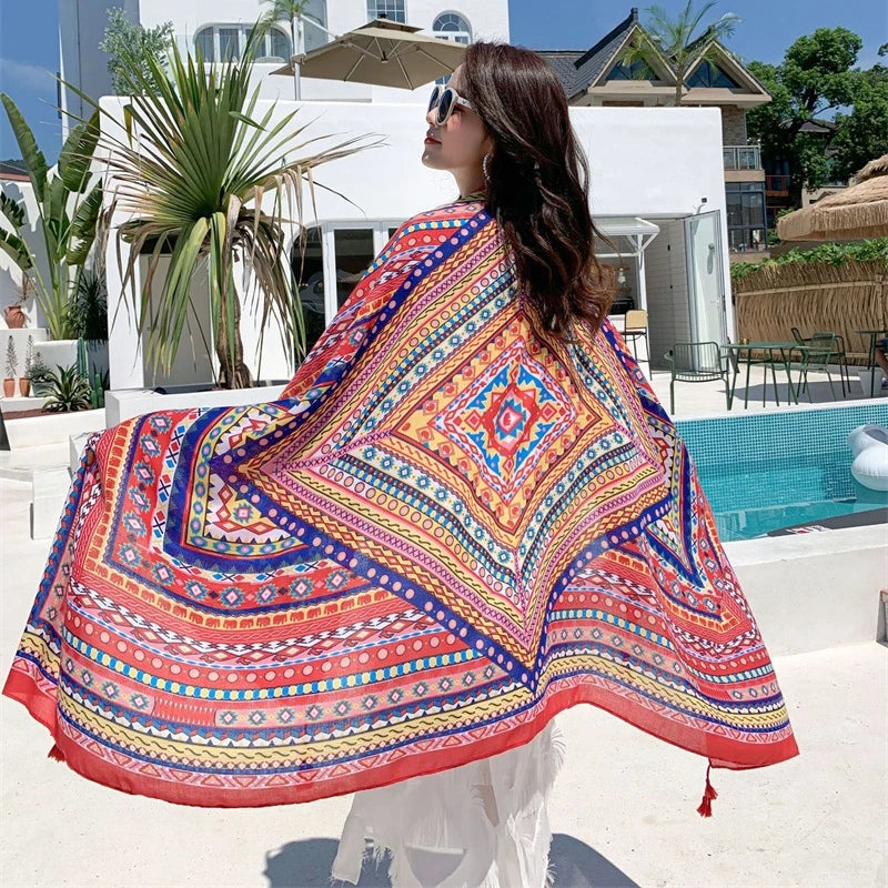 90x180cm 9 Styles Print Bohemian Sarong Wrap Long Scarf