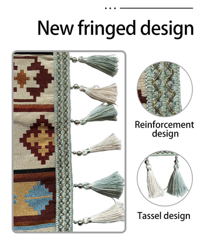 A Bohemian ethnic style outdoor double hammock with a storage bag and binding ropes.