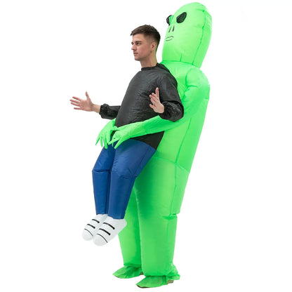 Inflatable Alien Costume With Fish Head Mask Funny Halloween Cosplay Suit For Adults