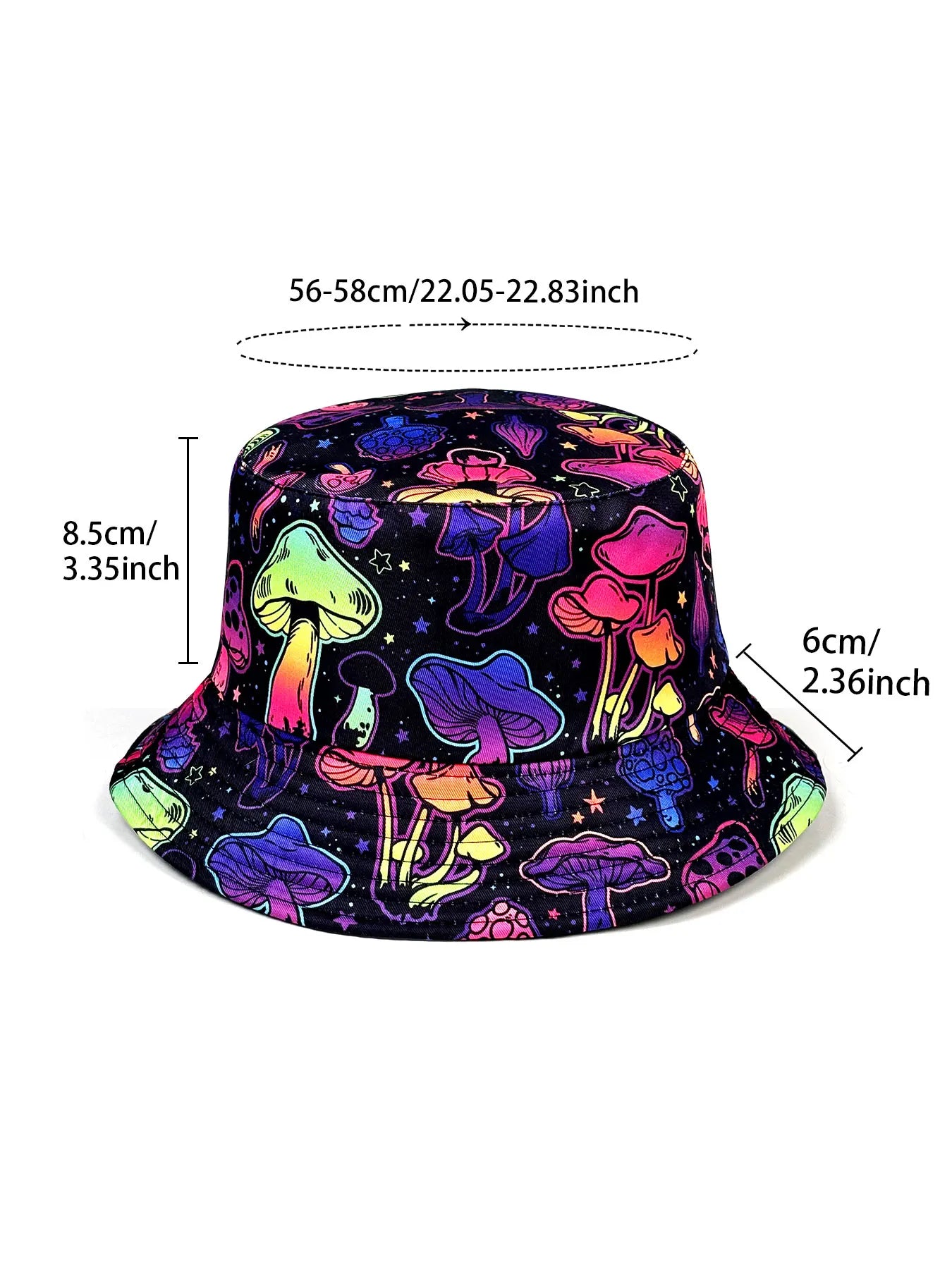 Perfect Reversible Dreamy Colorful Mushroom Bucket Hat