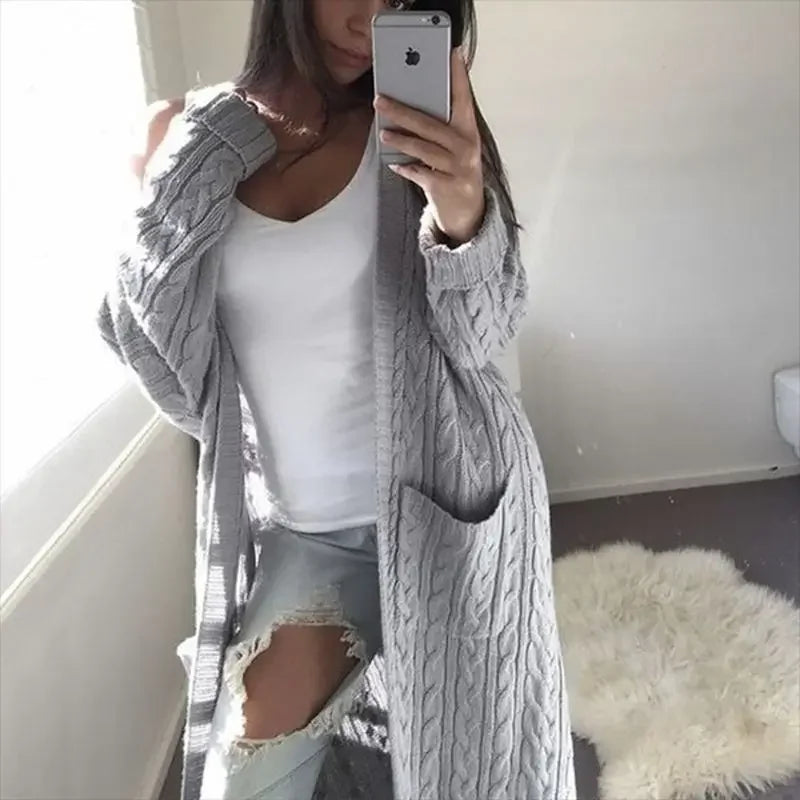 Grey, Pink, Yellow, and White Long Thick Cotton Cardigans