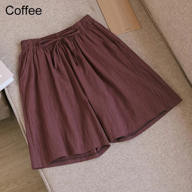 Sizes to 3XL Casual Linen Shorts High Waisted with elastic waistband and pockets Variety of colors