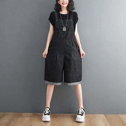Jean Short Jumpsuits Long , Loose Shorts  Baggy Bibbed Overalls Pants
