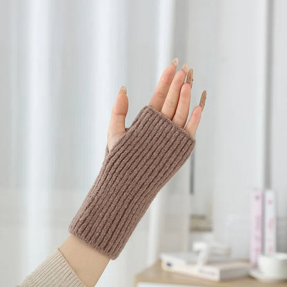 3 Ways to Wear Removable Suede Knit Gloves, Warm Touch Screen Fashion, Elegant Elasticity, Softly Thickened