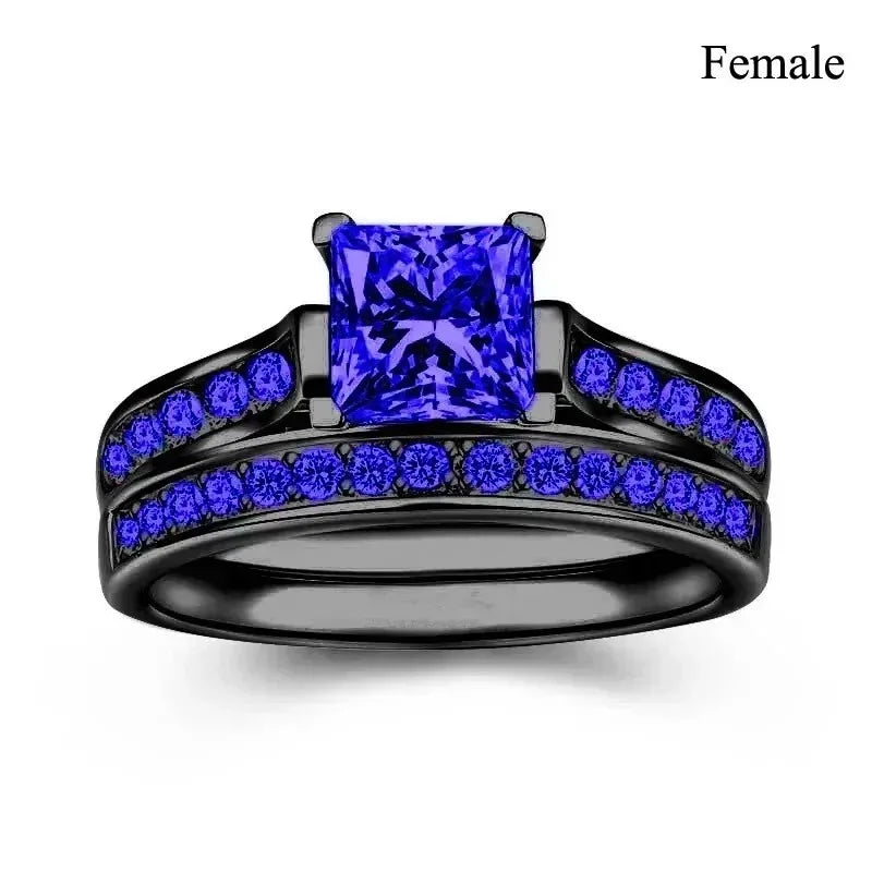 Gothic Red Rhinestone Ring Set Celtic Dragon