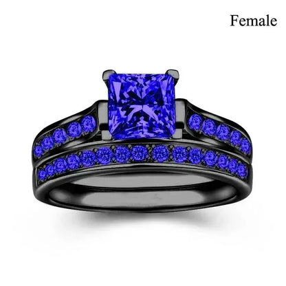 Gothic Red Rhinestone Ring Set Celtic Dragon