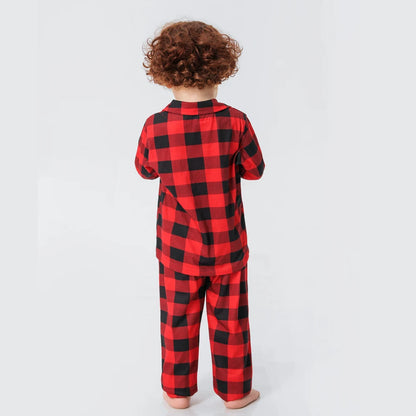 Christmas Family Pajamas Plaid Print Mother Father Kids Matching Full Sleeve, Button Shirt, Child's Set or Gown