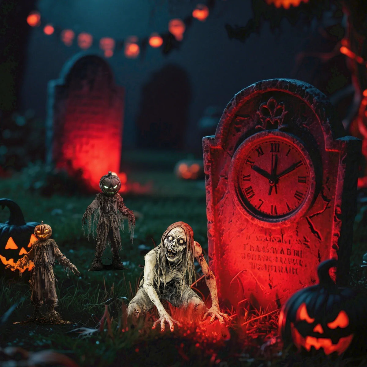 Halloween Thriller Plugin Courtyard Ornaments on Stakes. Each is approx 7 by 6 inches