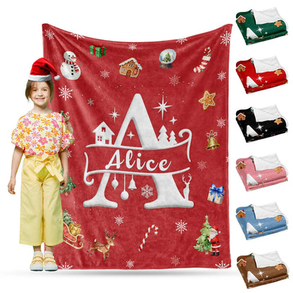 Personalized Christmas Blanket Customized Name Great Stocking Stuffer. 7 colors