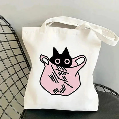Life Is Better with Cats Canvas Tote Bag, Handbag. USE THIS AS THE GIFT OR TO HOLD THE GIFT---WHY USE PAPER?