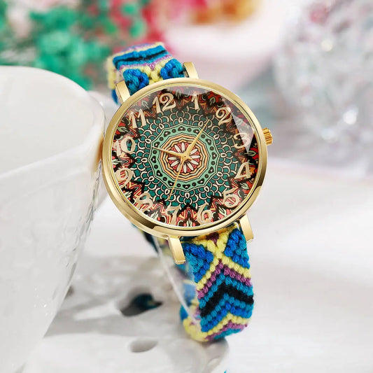 Vintage Woven Strap Ladies Quartz Wristwatch （Without Box）