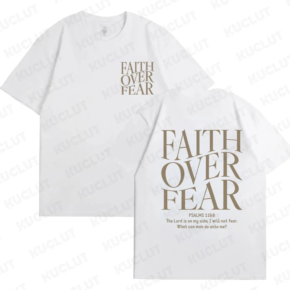 Sizes to 3XL Wide Variety of Colors "Faith Over Fear" T-shirts Christian Clothes Sportswear Bible verse