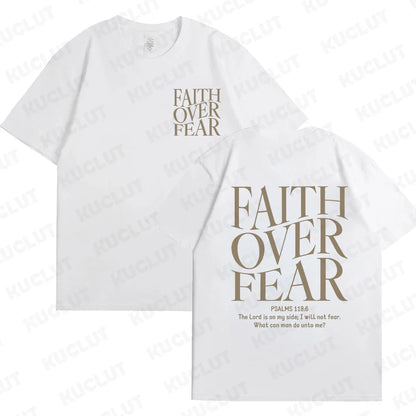 Sizes to 3XL Wide Variety of Colors "Faith Over Fear" T-shirts Christian Clothes Sportswear Bible verse