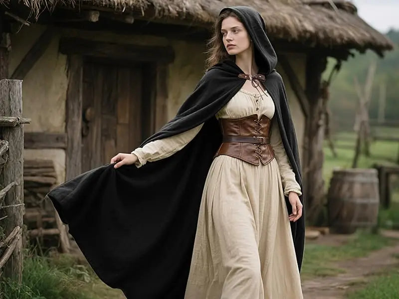 Medieval Hooded Linen Cloak, Renaissance Cape With Hood - Cloak Only in Various Colors