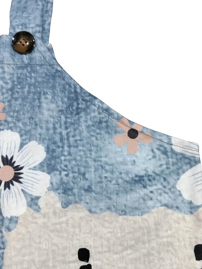 Sizes 1 to 5XL  Floral Print, Wide Leg, Sleeveless Jumpsuit with Pockets