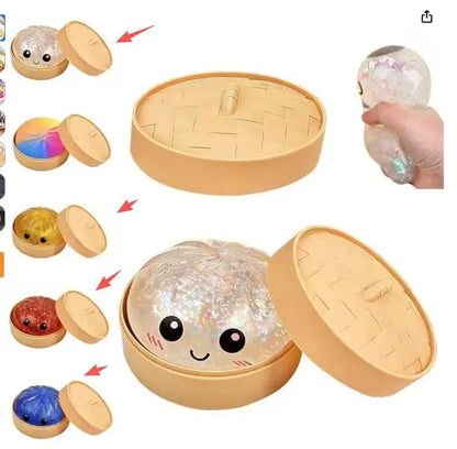 Squishy Dumpling Bun Toy, Slow Rising Glitter Dumpling Stress Ball
