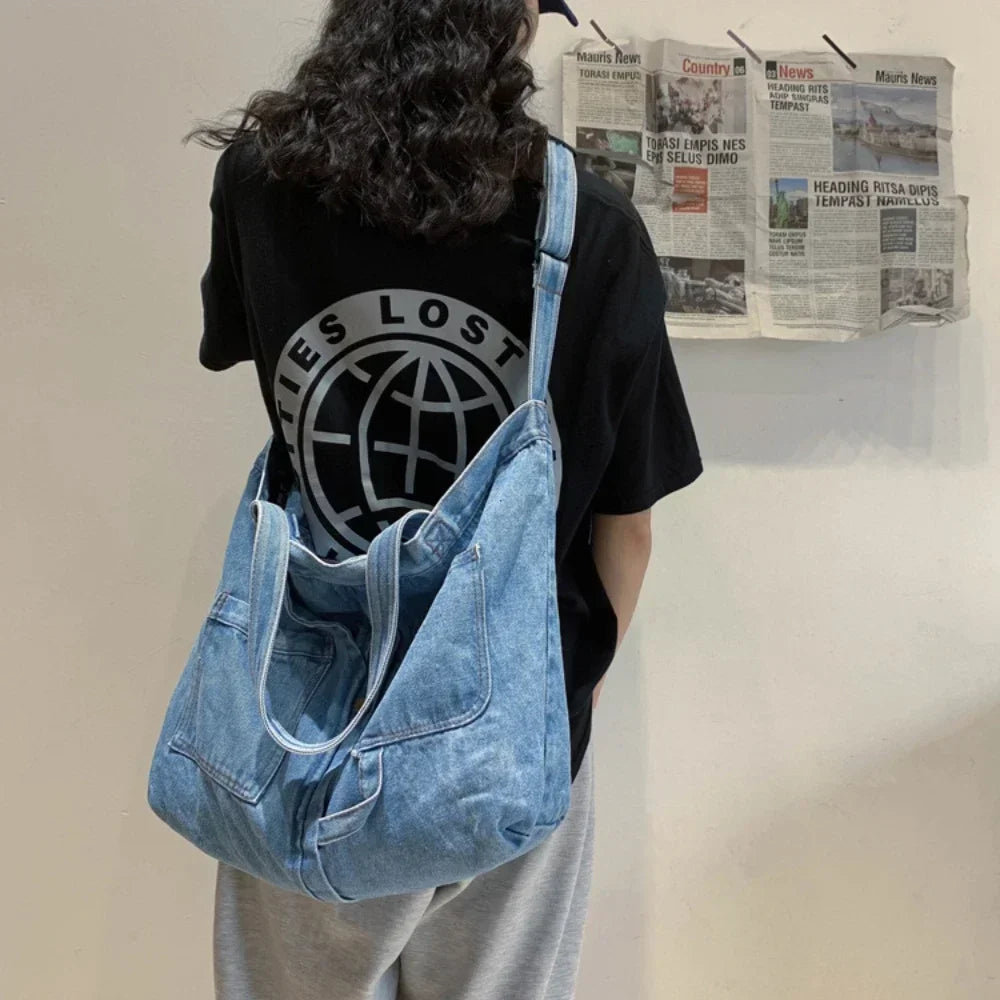 Denim Shoulder Bags for Women Casual Jeans Bags Designer Tote Crosbody Luxury Handbags Denim Shopping Bag Bolsos Para Mujer 2024
