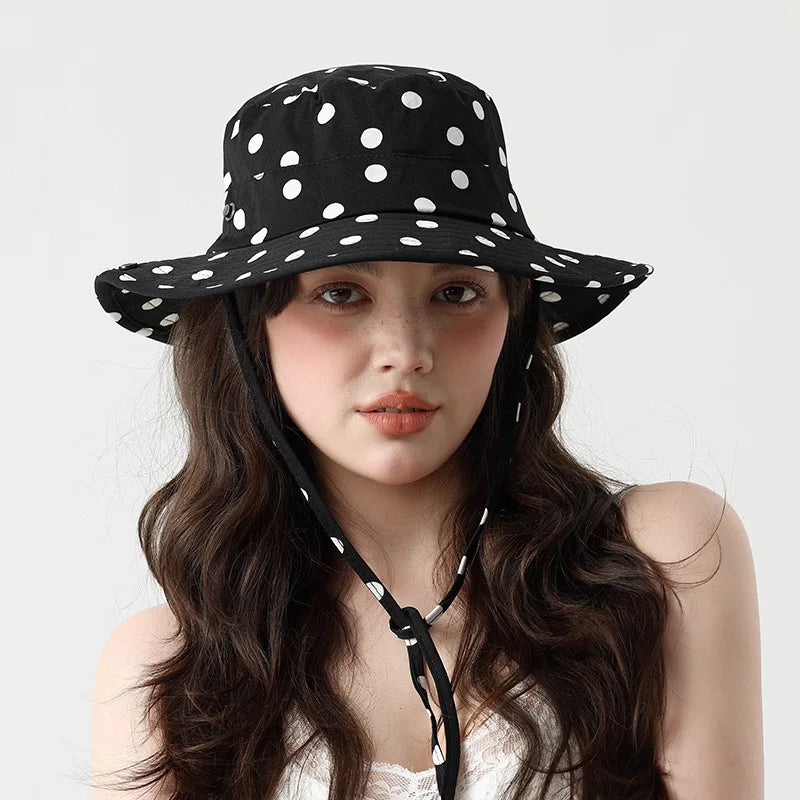 Black Polka Dot Bucket Hats With Big Brim  Also in Black and White checkered