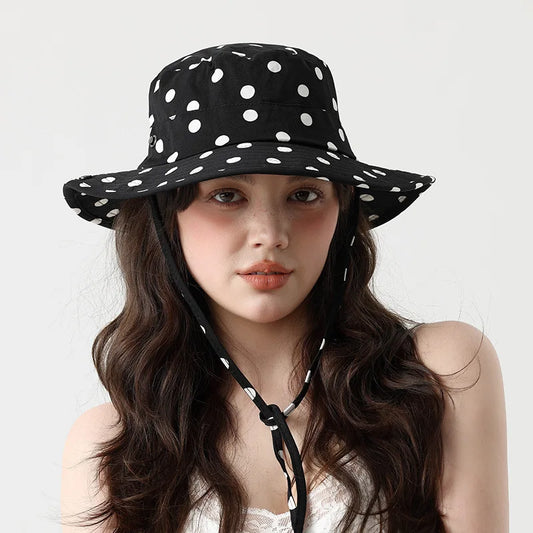 Black Polka Dot Bucket Hats With Big Brim  Also in Black and White checkered