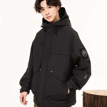 Lightweight, Wind and Waterproof Hooded Jacket. Velcro Banded Sleeves, 9 Colors