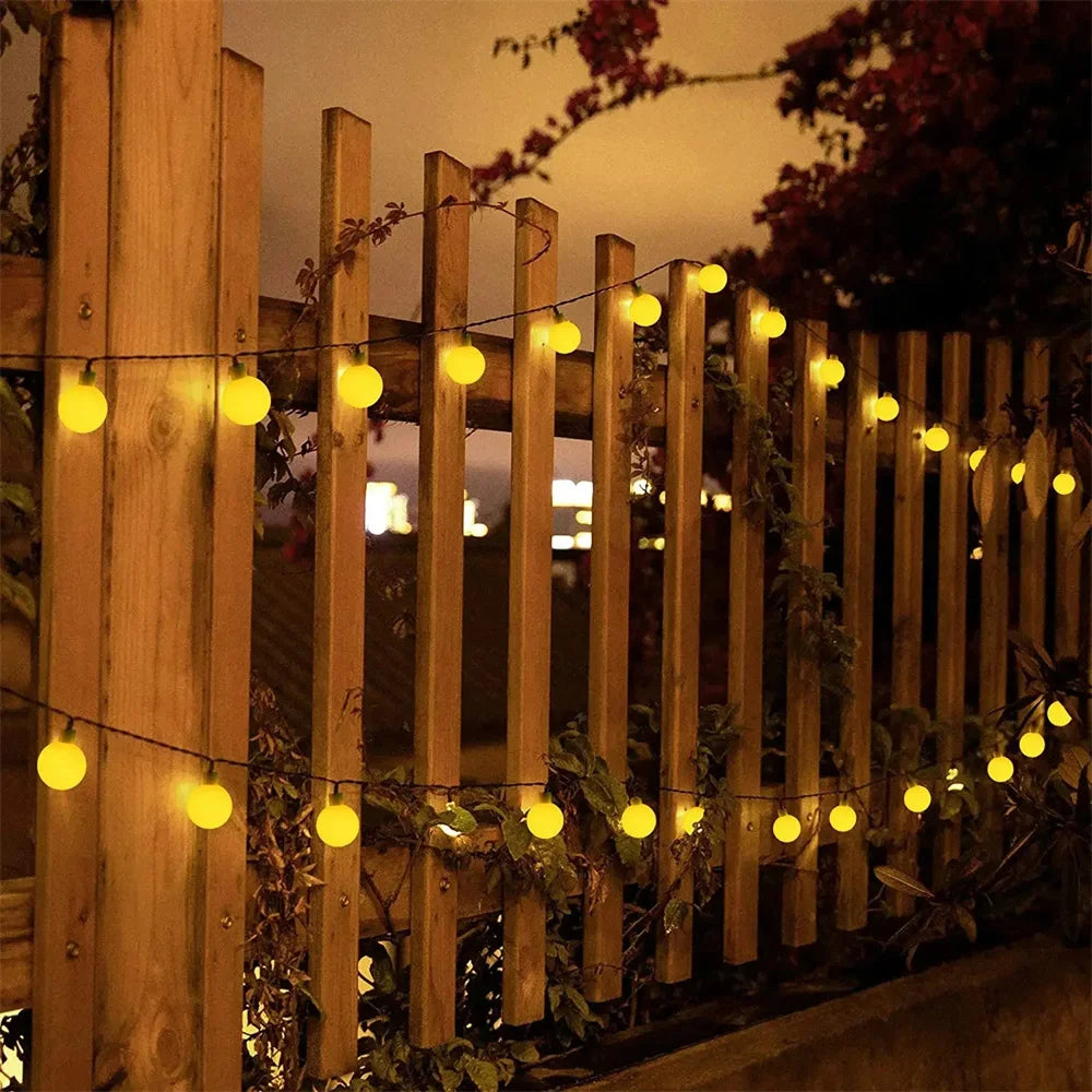 Frosted Globe Solar String Lights 100 LED IP65 Outdoor Fairy Lights