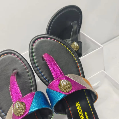 Plus Size Slippers Color-Blocked or Solid Black, Flip Flops