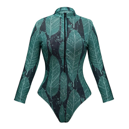 One-Piece Swimsuit Sun Protection Long Sleeves Beachwear With Pants