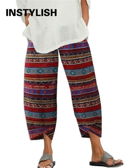 18 Solid and Patterned Cotton Linen Harem Pants, Wide Leg Trousers with Pockets