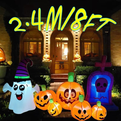Halloween Inflatable Archway Built-in LED Light Pumpkin Prop Outdoor Decoration