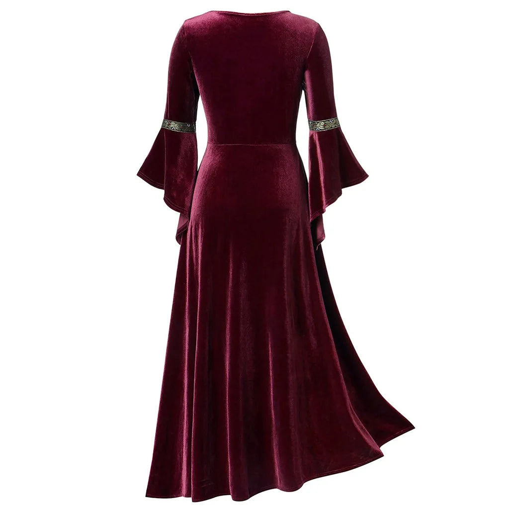Halloween Long Sleeve Medieval Witch Victorian Gothic Bandage Dress