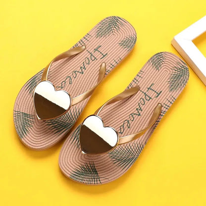 Casual fun home or casual flipflops with cute hearts