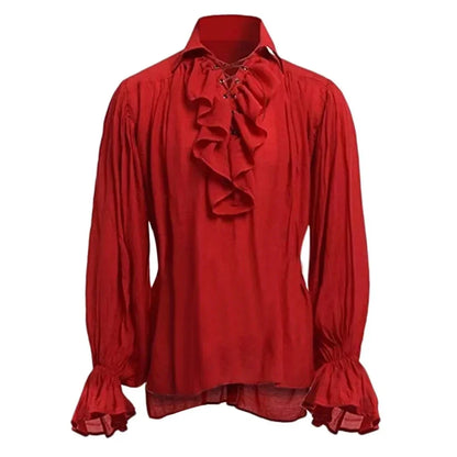 Medieval Halloween Costume Shirts, Autumn Casual Shirts, Steampunk,  Long Ruffled  Sleeve, Gothic Shirt