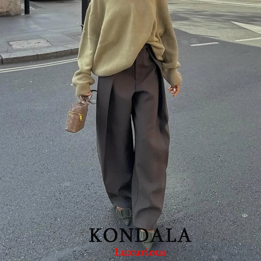 Casual Chic Wide Leg, Deeply Pleated Pants with Pockets