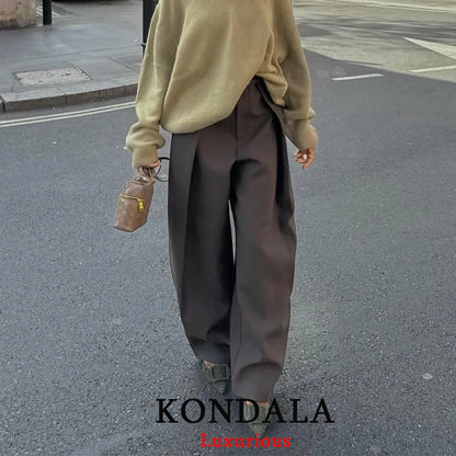 Casual Chic Wide Leg, Deeply Pleated Pants with Pockets