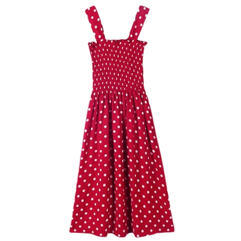 Polka Dot Dress sizes to 2XL  Backless, A-Line, Shoulder Straps creating a Square Neckline