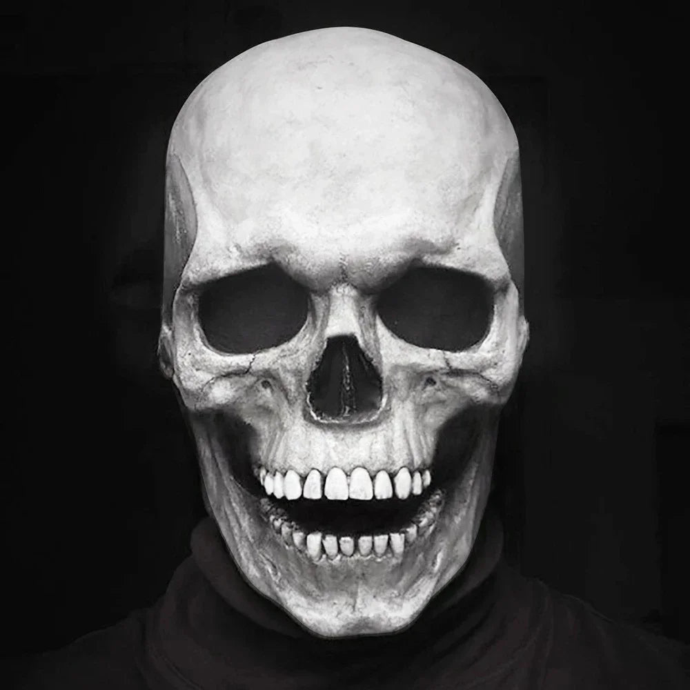 Creepy Halloween Full Head Latex Helmet with Moveable Jaw Skull Mask with Movable Jaw