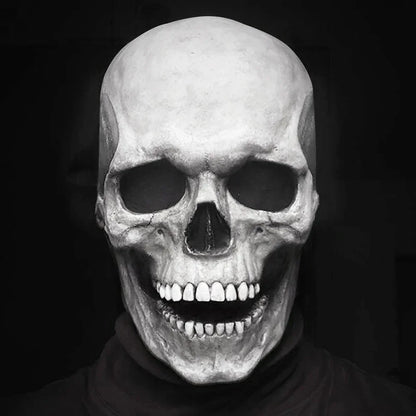 Creepy Halloween Full Head Latex Helmet with Moveable Jaw Skull Mask with Movable Jaw