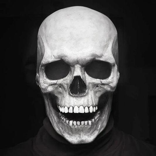 Creepy Halloween Full Head Latex Helmet with Moveable Jaw Skull Mask with Movable Jaw