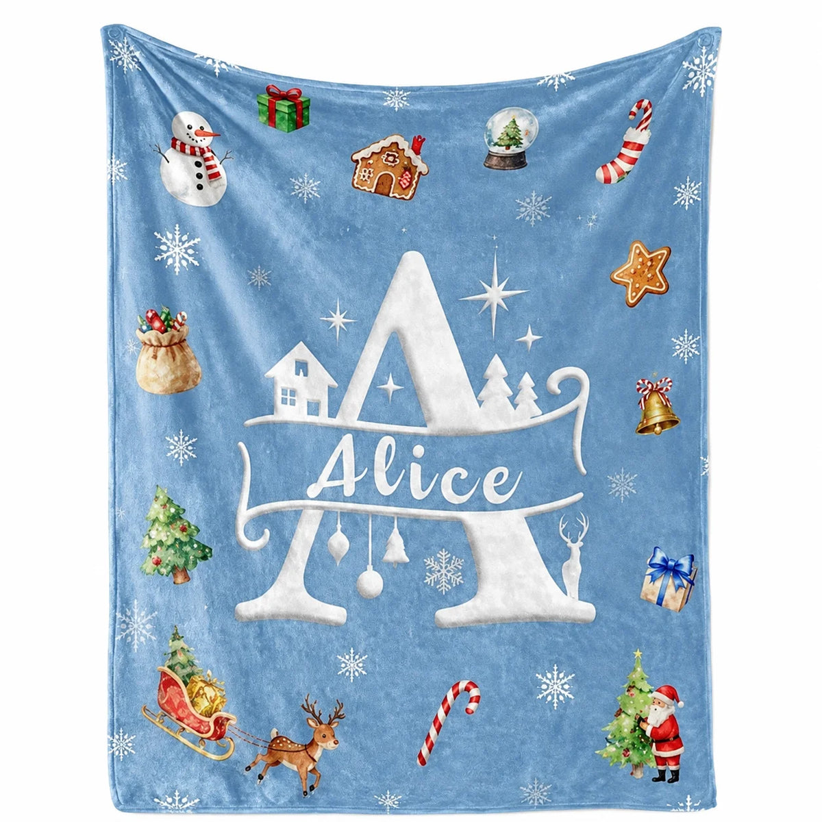 Personalized Christmas Blanket Customized Name Great Stocking Stuffer. 7 colors