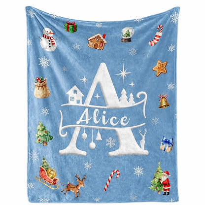 Personalized Christmas Blanket Customized Name Great Stocking Stuffer. 7 colors