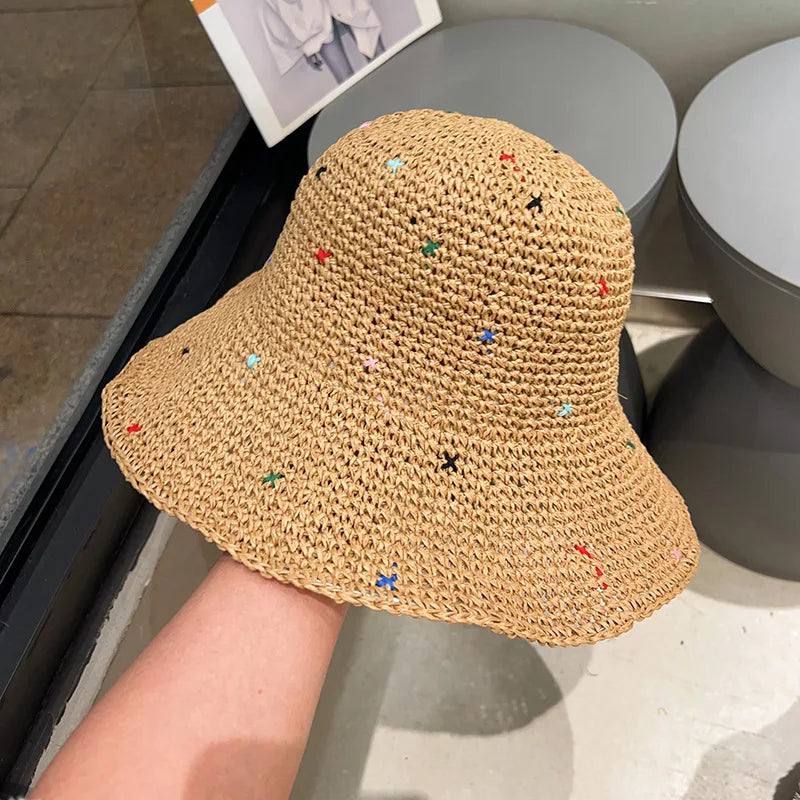 Wide Brim Crocheted Cherry Bucket Hat