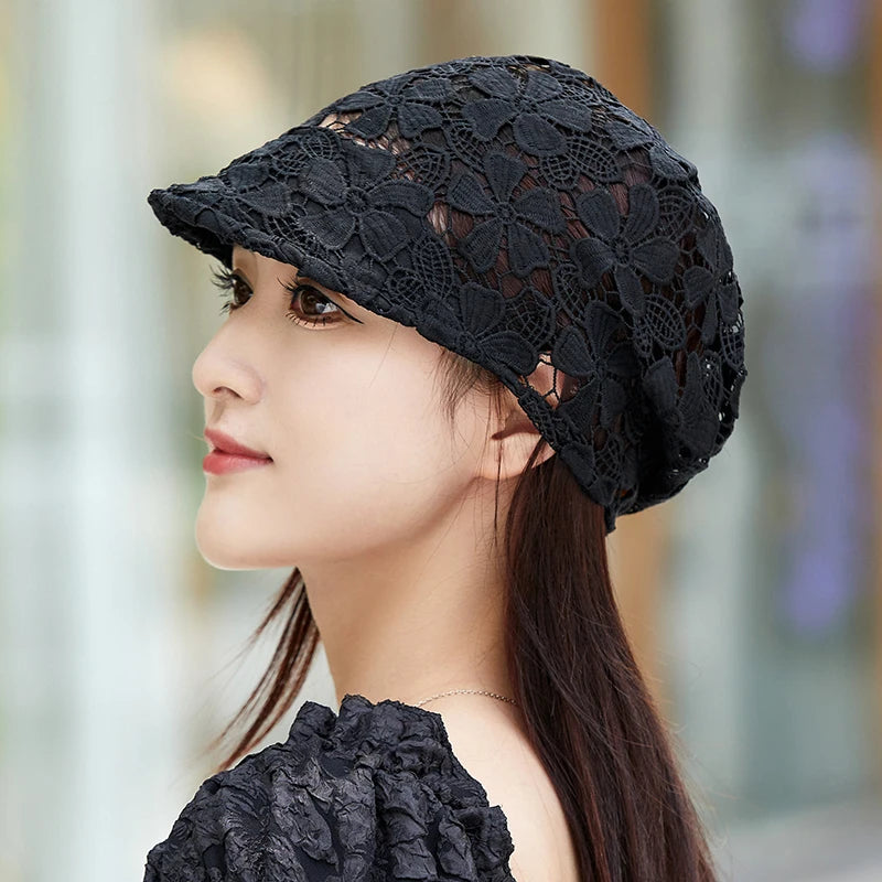 Thin Hollow Hook Flower Cap with a very slight brim HElegant