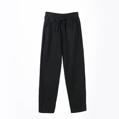 Cotton Linen Blend in 5 Different Solid Colors, Elastic Waist with Tie