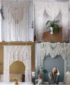 Hand-woven Macrame Cotton Tapestry Curtain, Wall Hanging Art Tapestry, Boho Decoration, Bohemian Wedding Backdrop Tapestry