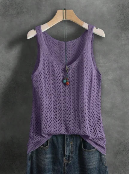 Solid Color Knit Tank Top Suitable for Denim Jeans. 5 unique colors