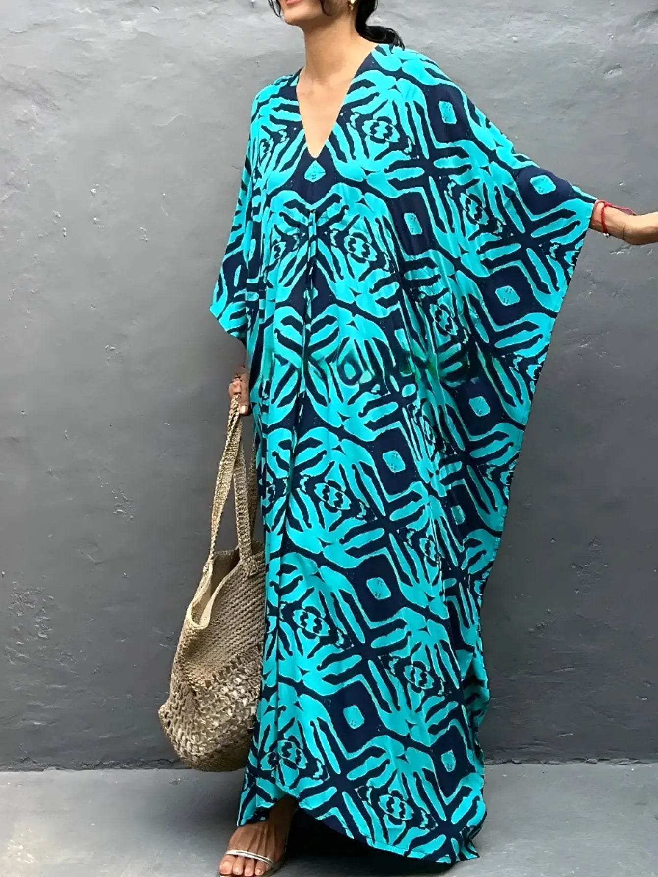 V-Neck Caftan Dresses Swimsuit Cover-Up Lounge Dresses